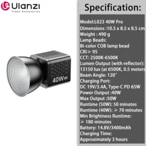 Portable COB Video Light